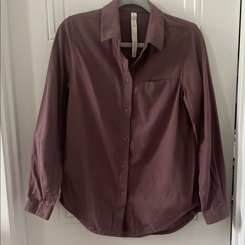 Lululemon Flannel Long Sleeve Button-Up Shirt in Plum